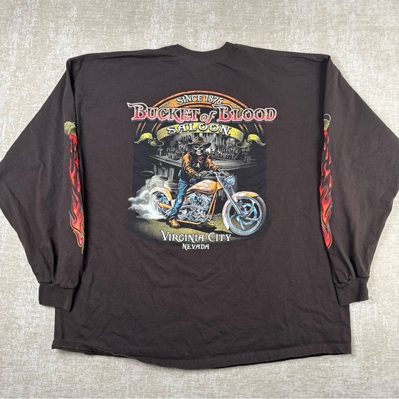 Bucket of Blood Saloon 3XL Long Sleeve Shirt Harley Davidson Biker 1876 Nevada - Picture 13 of 14